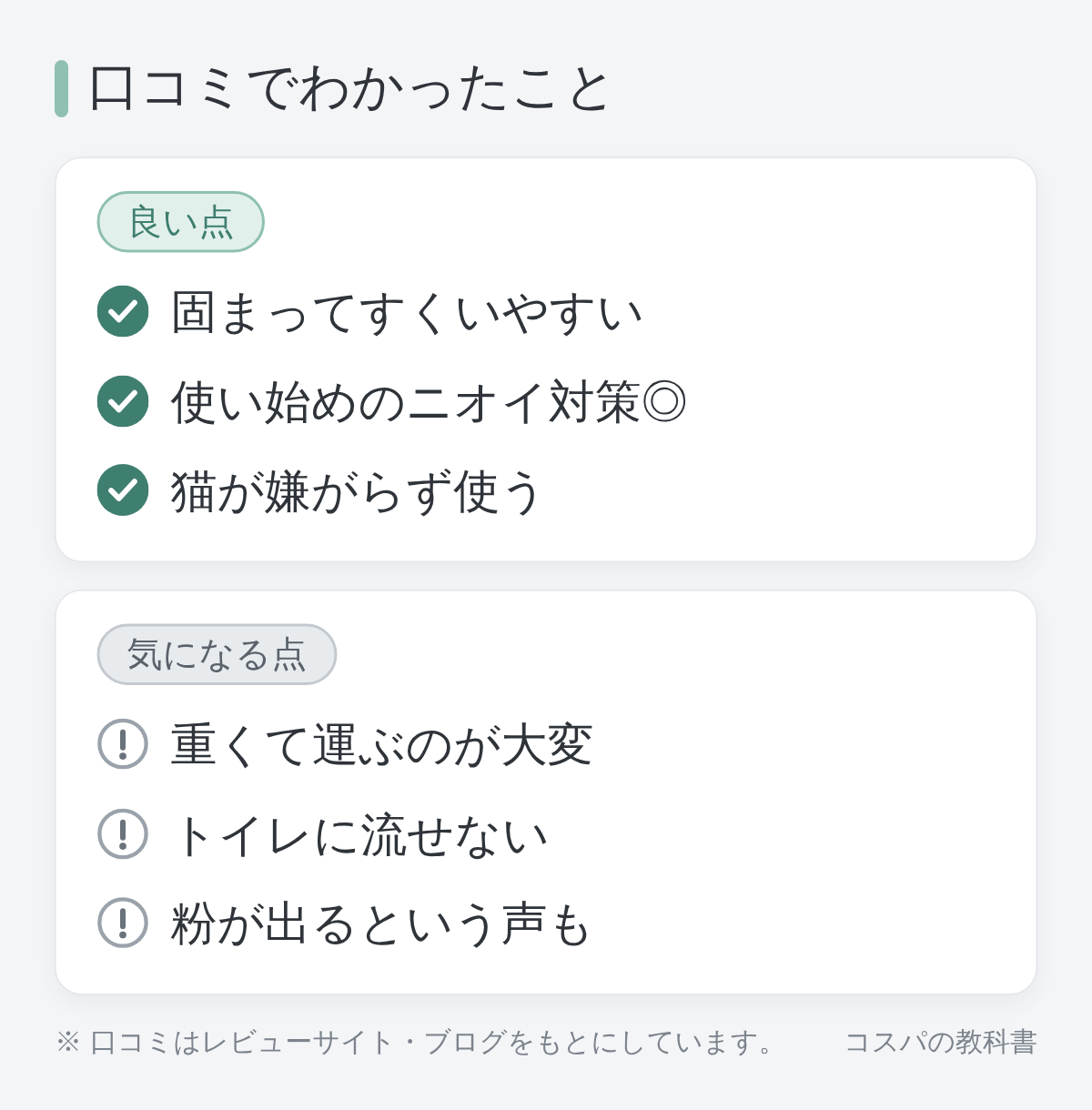 ニオイをとる砂の口コミまとめ図